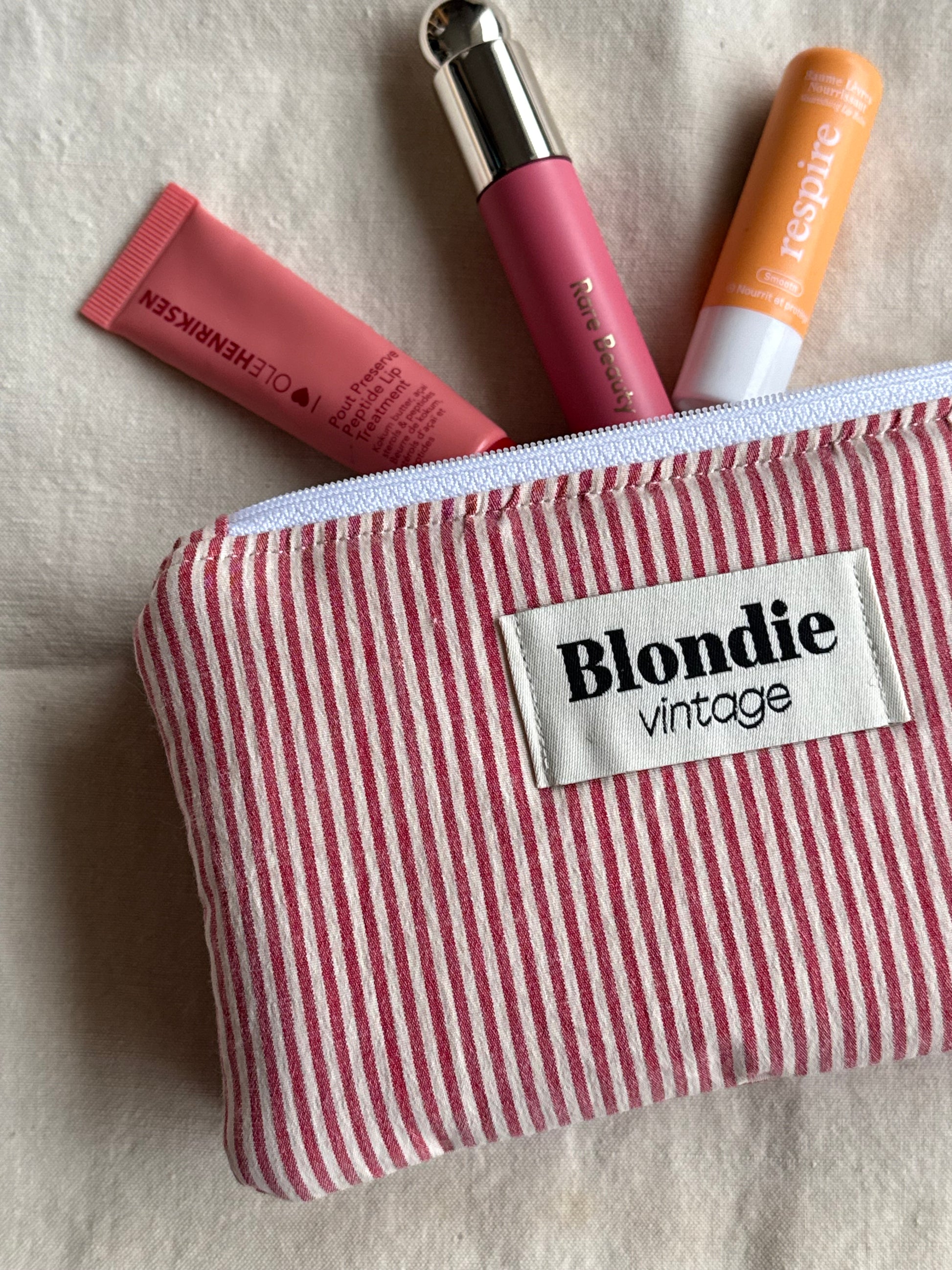 Mini Pochette rayé rouge fabriqué à partir de tissus vintage mode durable mode responsable fabriqué à la main 