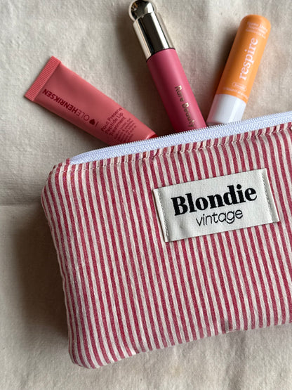 Mini Pochette rayé rouge fabriqué à partir de tissus vintage mode durable mode responsable fabriqué à la main 