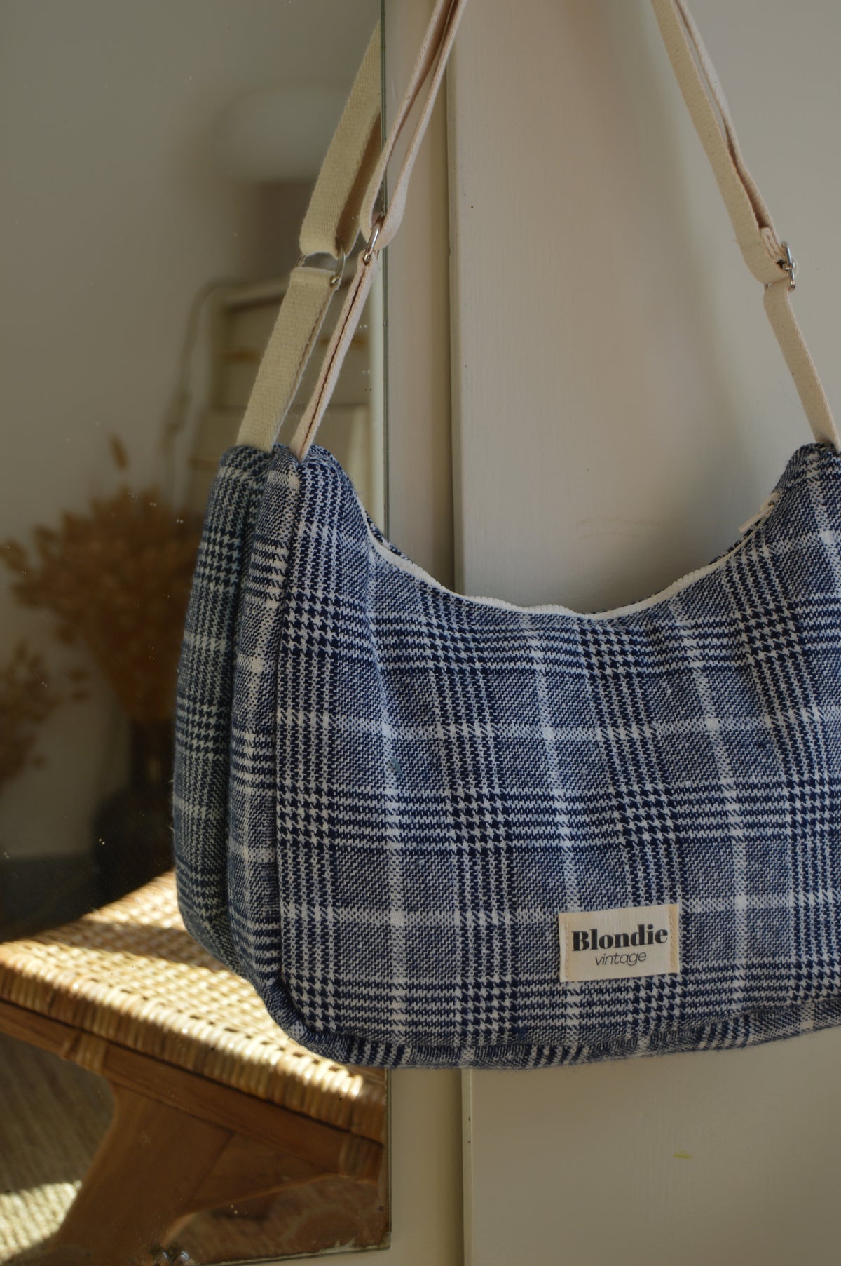 Sac crossbody tartan bleu