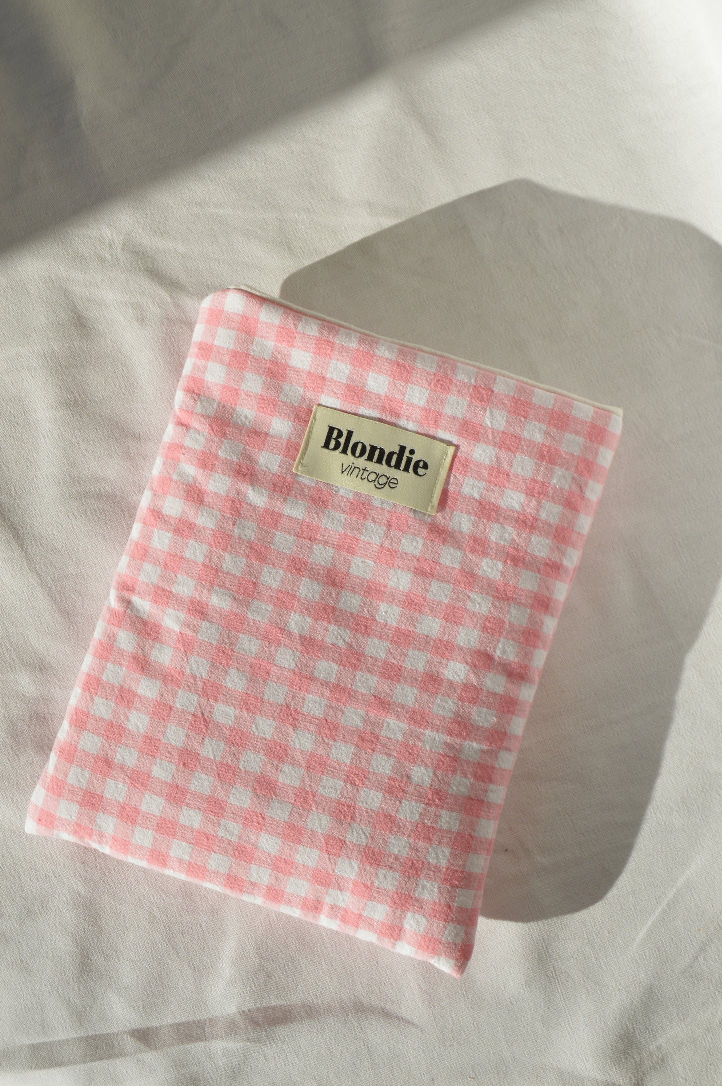 Housse de livre vichy rose fabriqué à partir de tissus vintage mode durable mode responsable fabriqué à la main 