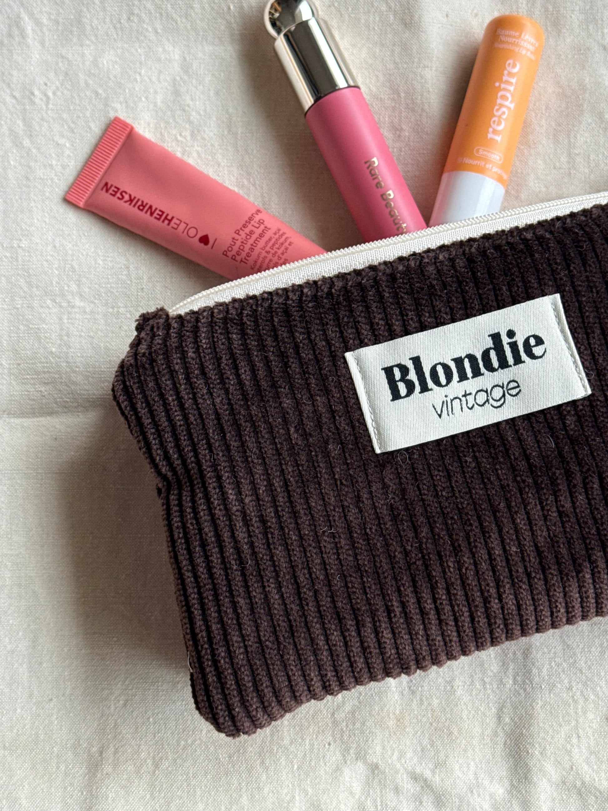 Mini Pochette velours marron fabriqué à partir de tissus vintage mode durable mode responsable fabriqué à la main 