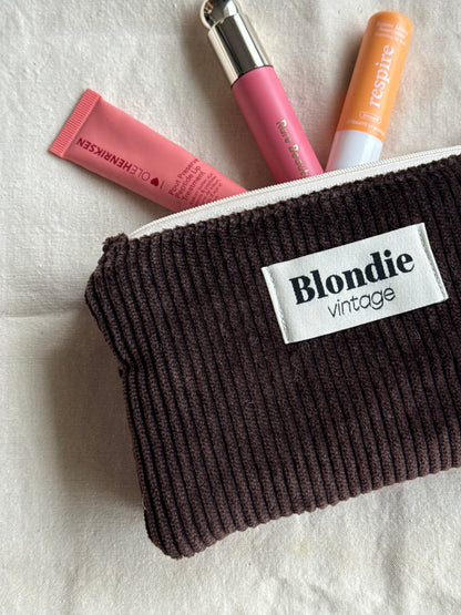 Mini Pochette velours marron fabriqué à partir de tissus vintage mode durable mode responsable fabriqué à la main 