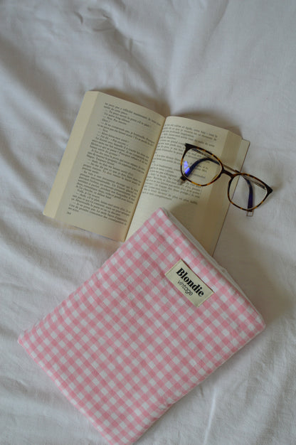 Housse de livre vichy rose fabriqué à partir de tissus vintage mode durable mode responsable fabriqué à la main 