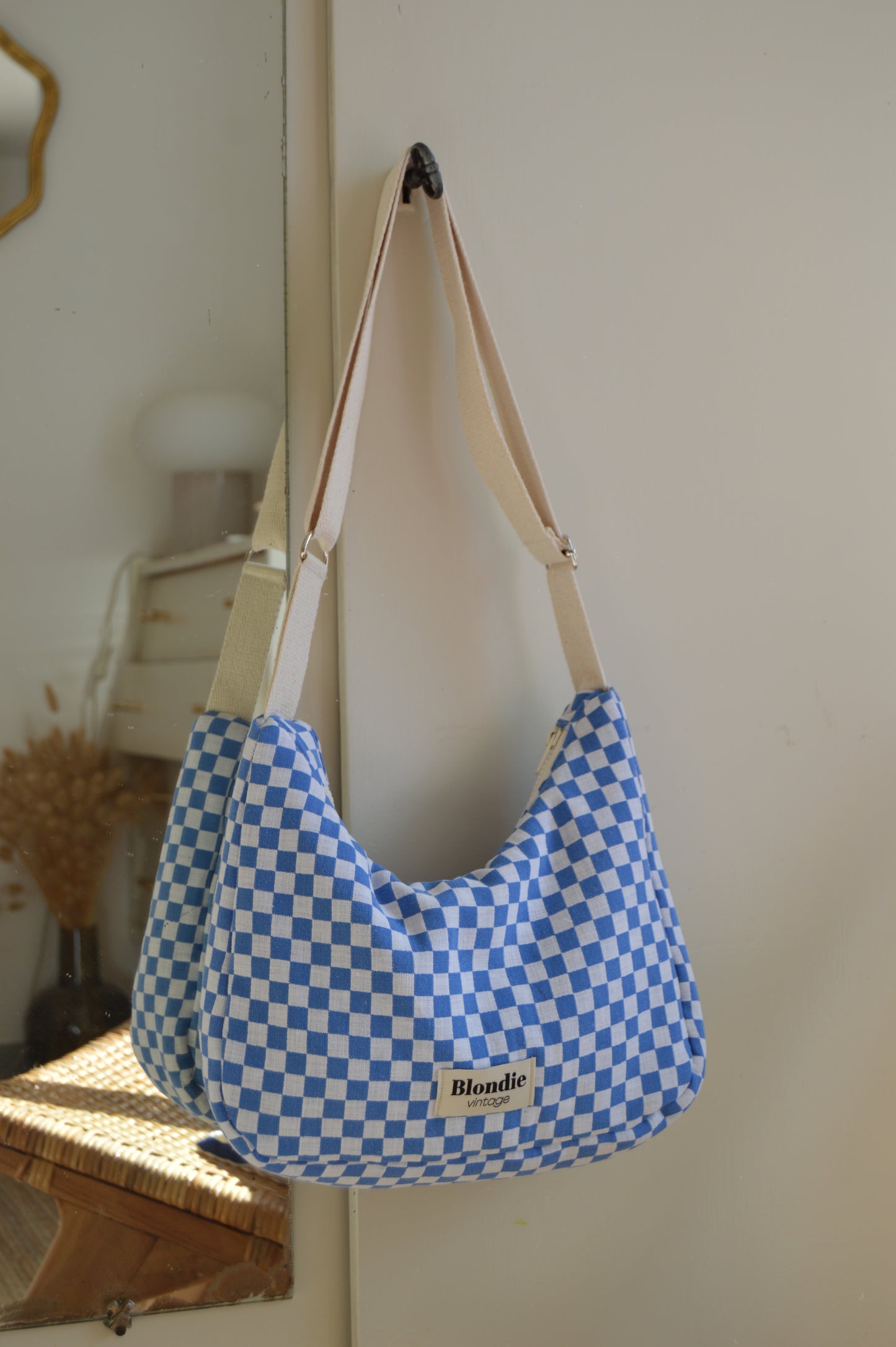 Sac crossbody damier bleu