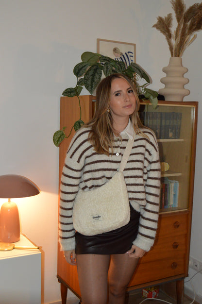 Sac crossbody moumoute écru fabriqué à partir de tissus vintage mode durable mode responsable fabriqué à la main 