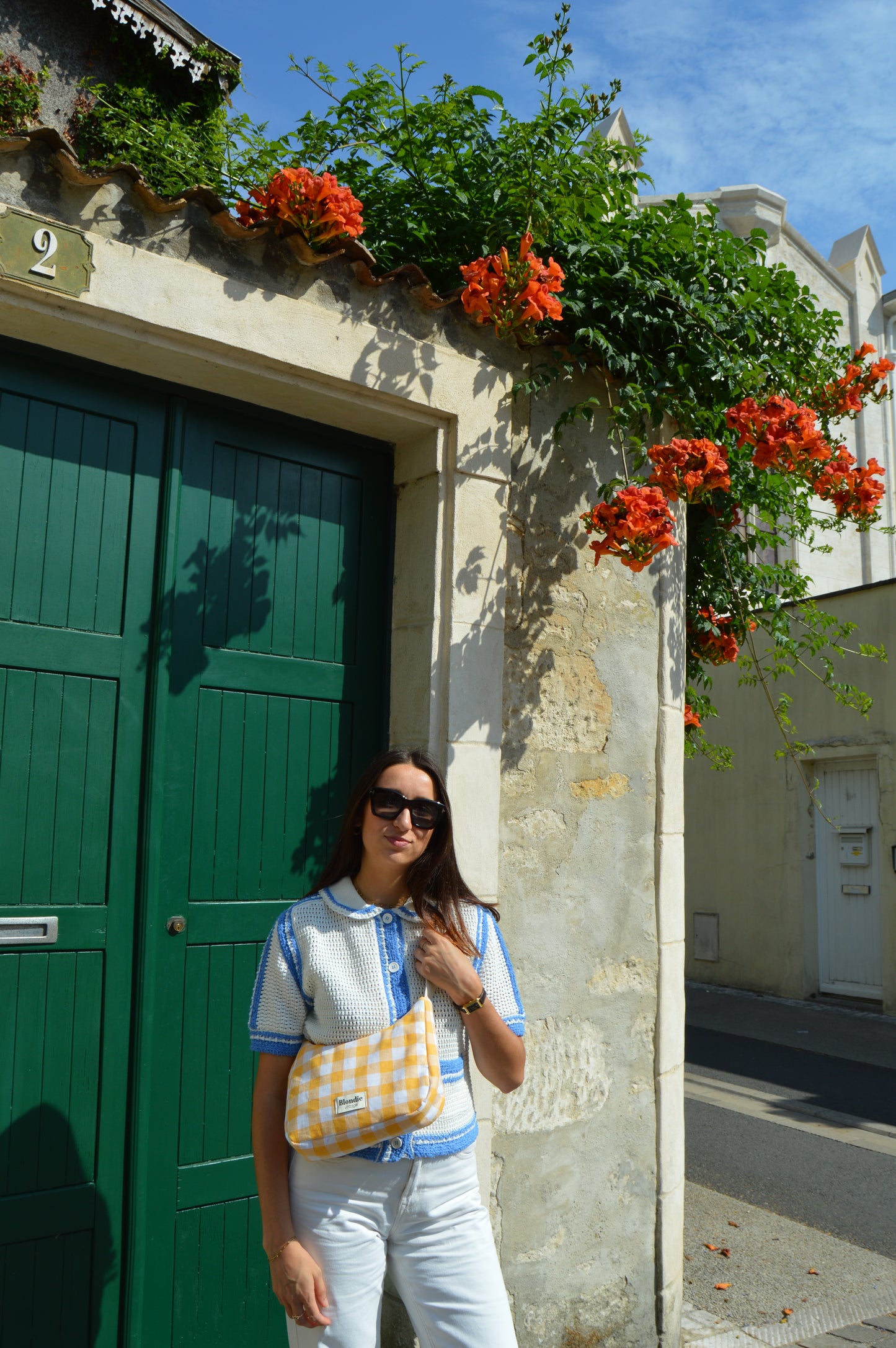 Sac crossbody vichy pêche fabriqué à partir de tissus vintage mode durable mode responsable fabriqué à la main 