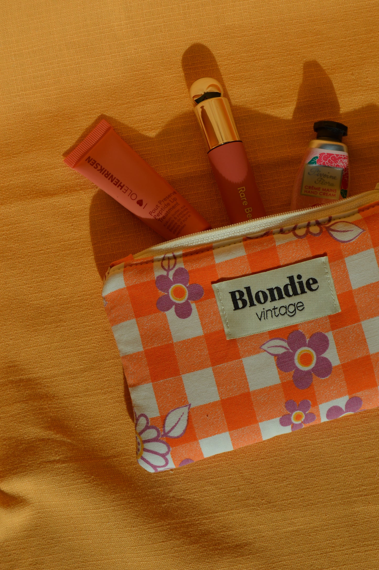 Mini pochette carreaux et fleurs