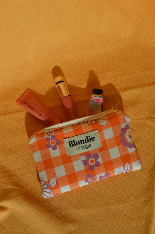 Mini pochette carreaux et fleurs