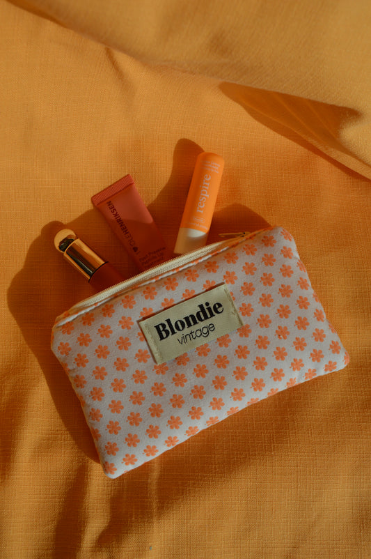Mini pochette à fleurs orange