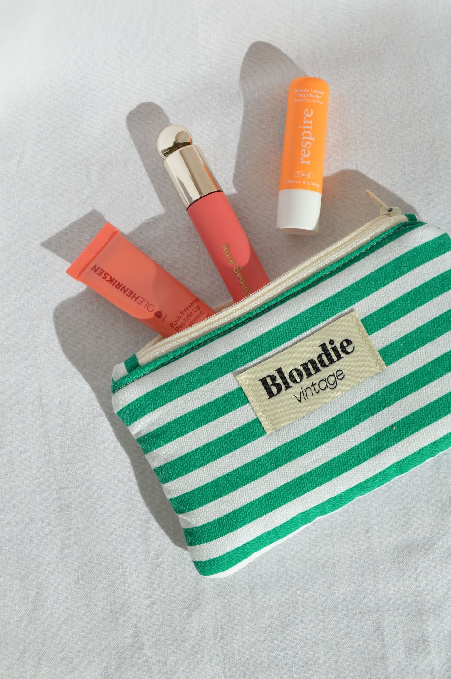 Mini pochette rayé verte