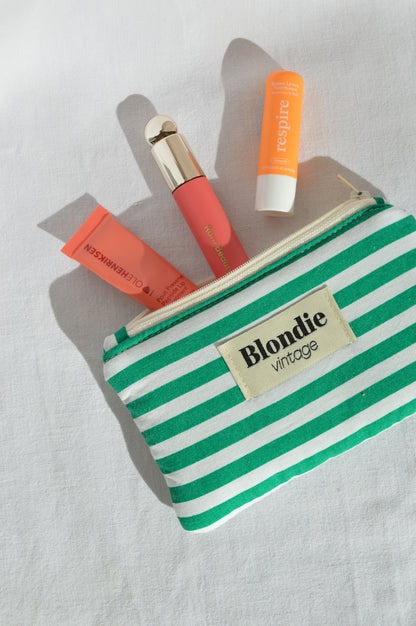 Mini pochette rayé verte