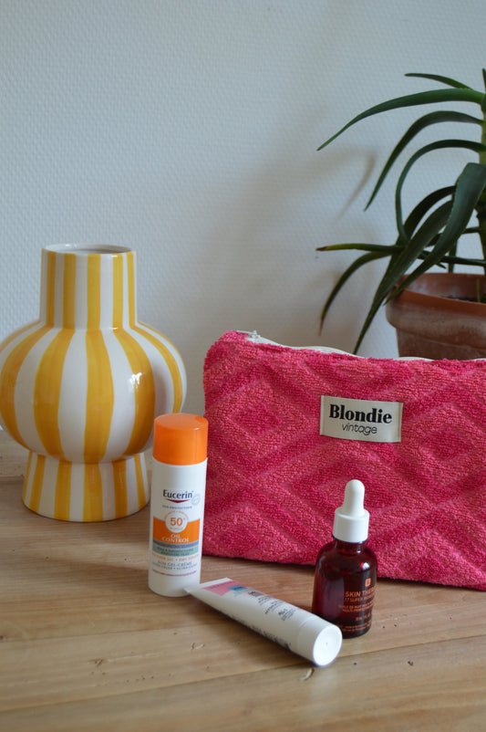 Moyenne pochette losange rose en éponge