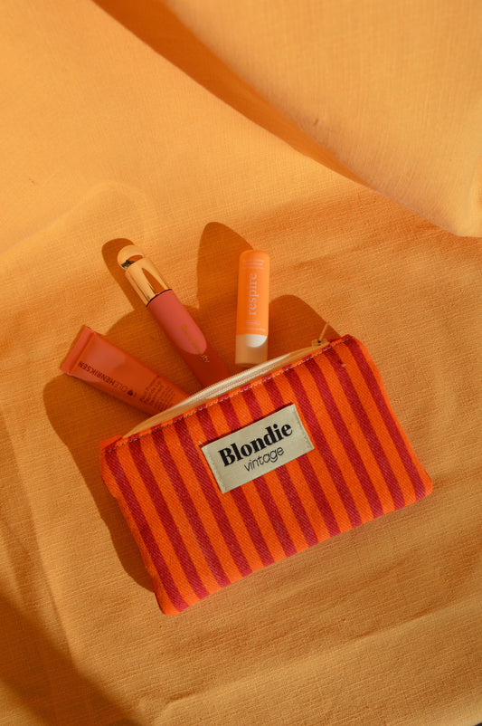 Mini pochette à rayures orange
