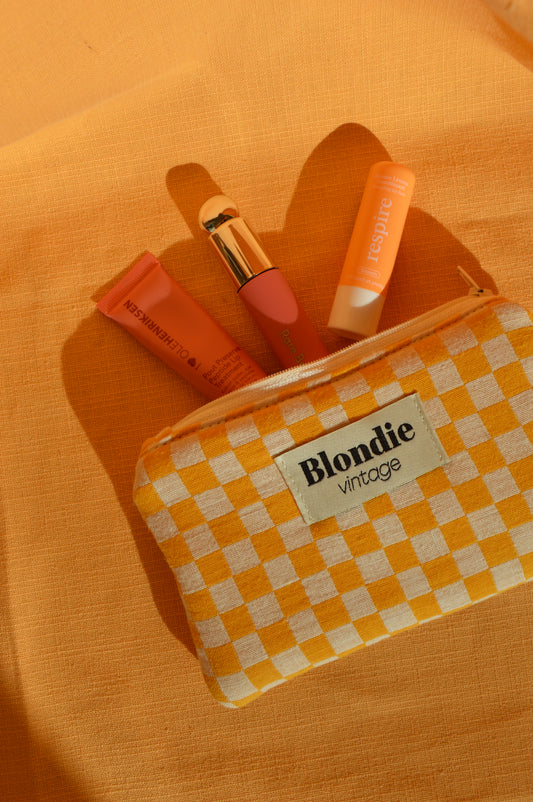 Mini pochette damier jaune