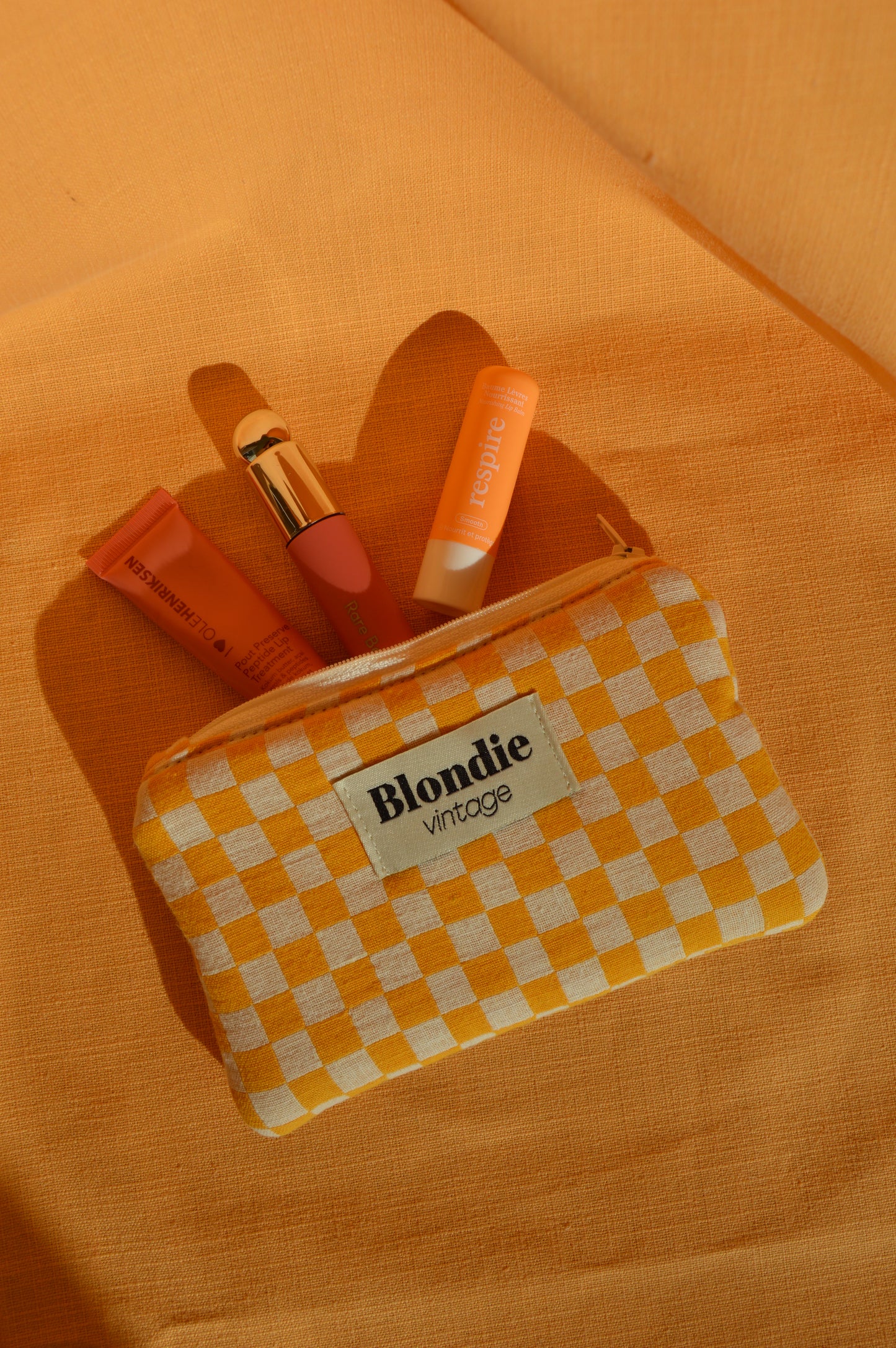 Mini pochette damier jaune