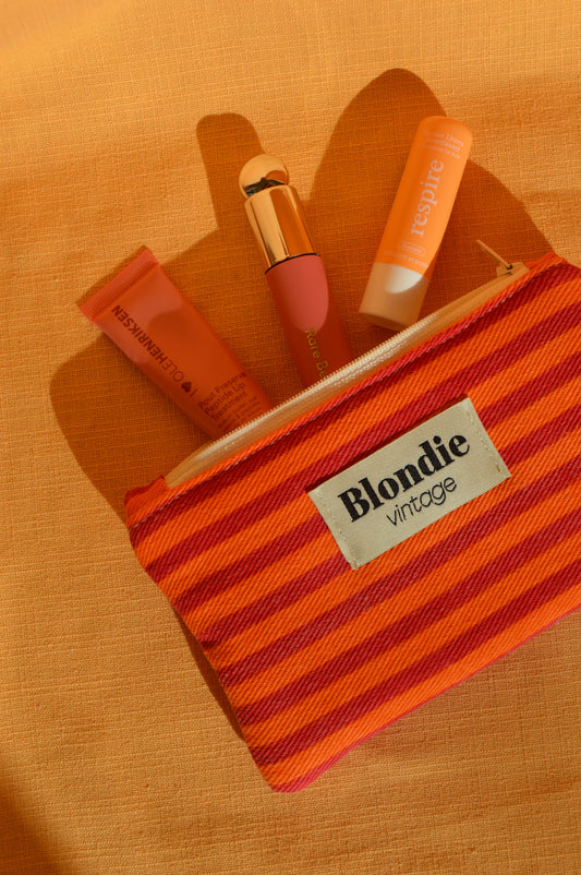 Mini pochette à rayures orange