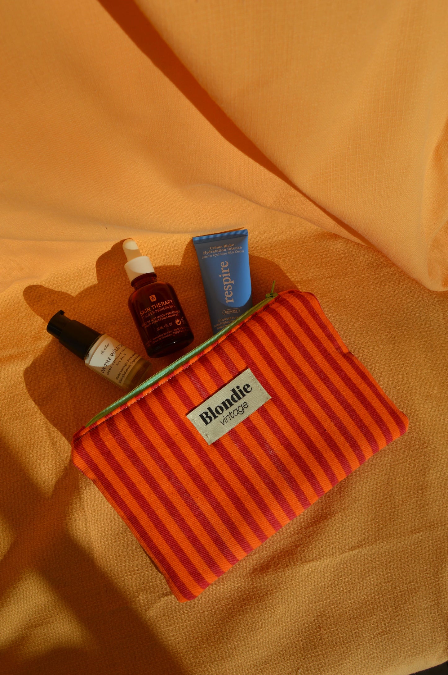Moyenne pochette rayé orange