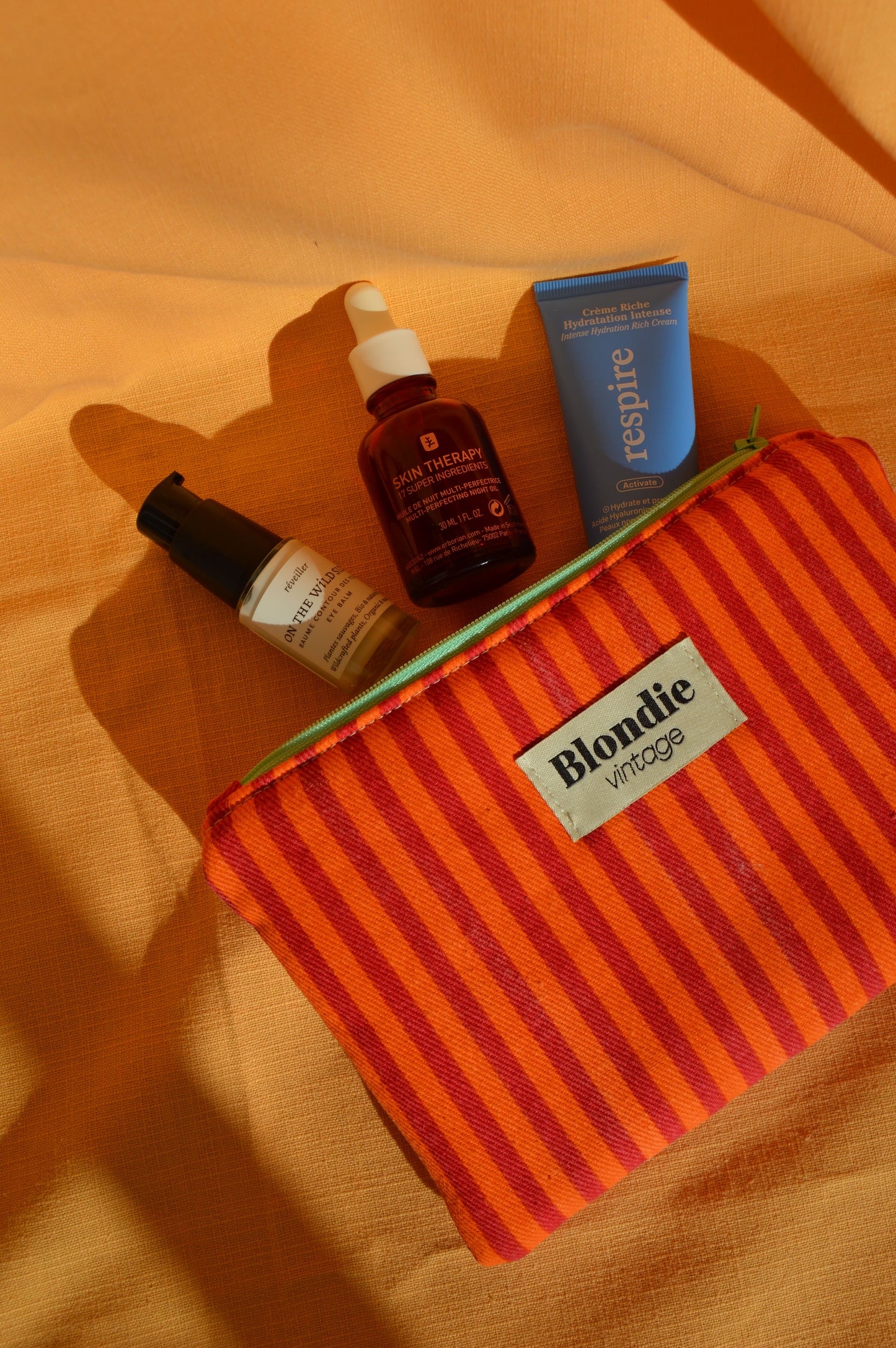 Moyenne pochette rayé orange