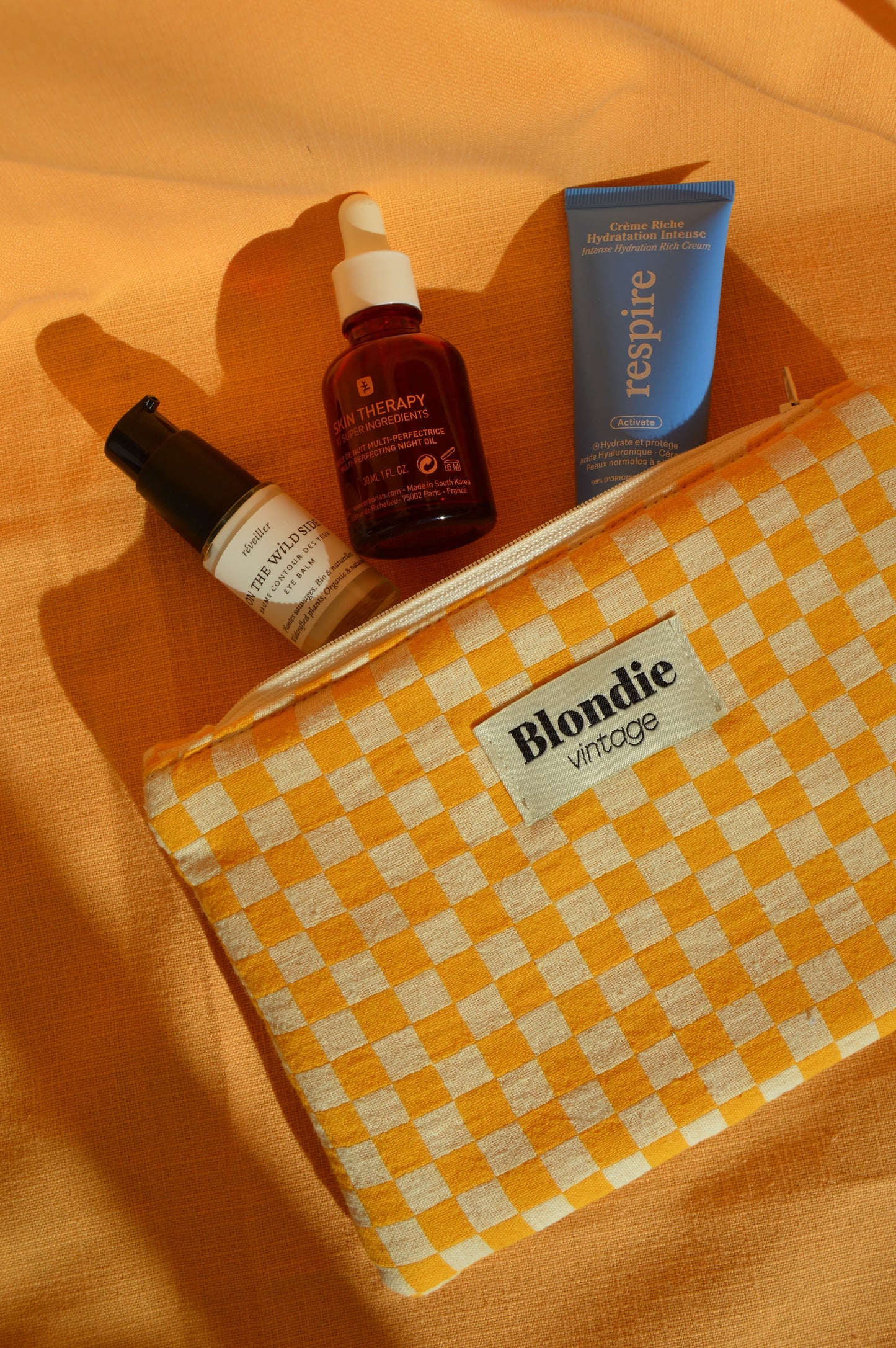 Moyenne pochette damier jaune