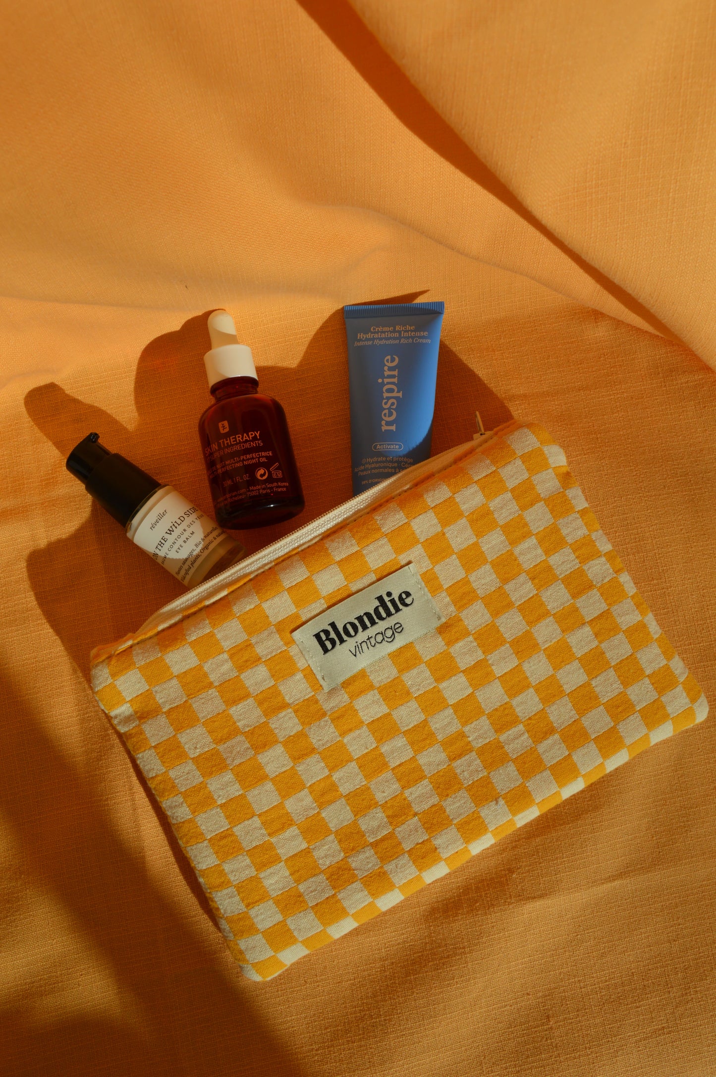 Moyenne pochette damier jaune