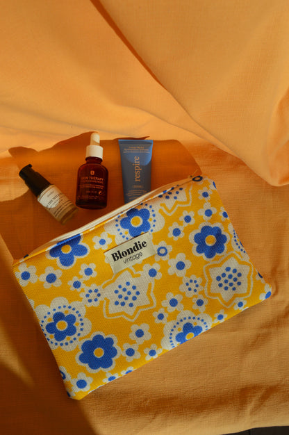 Grande Pochette fleurs vintage jaune