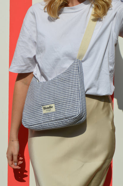 Sac upcyclé à carreaux fait à la main en France