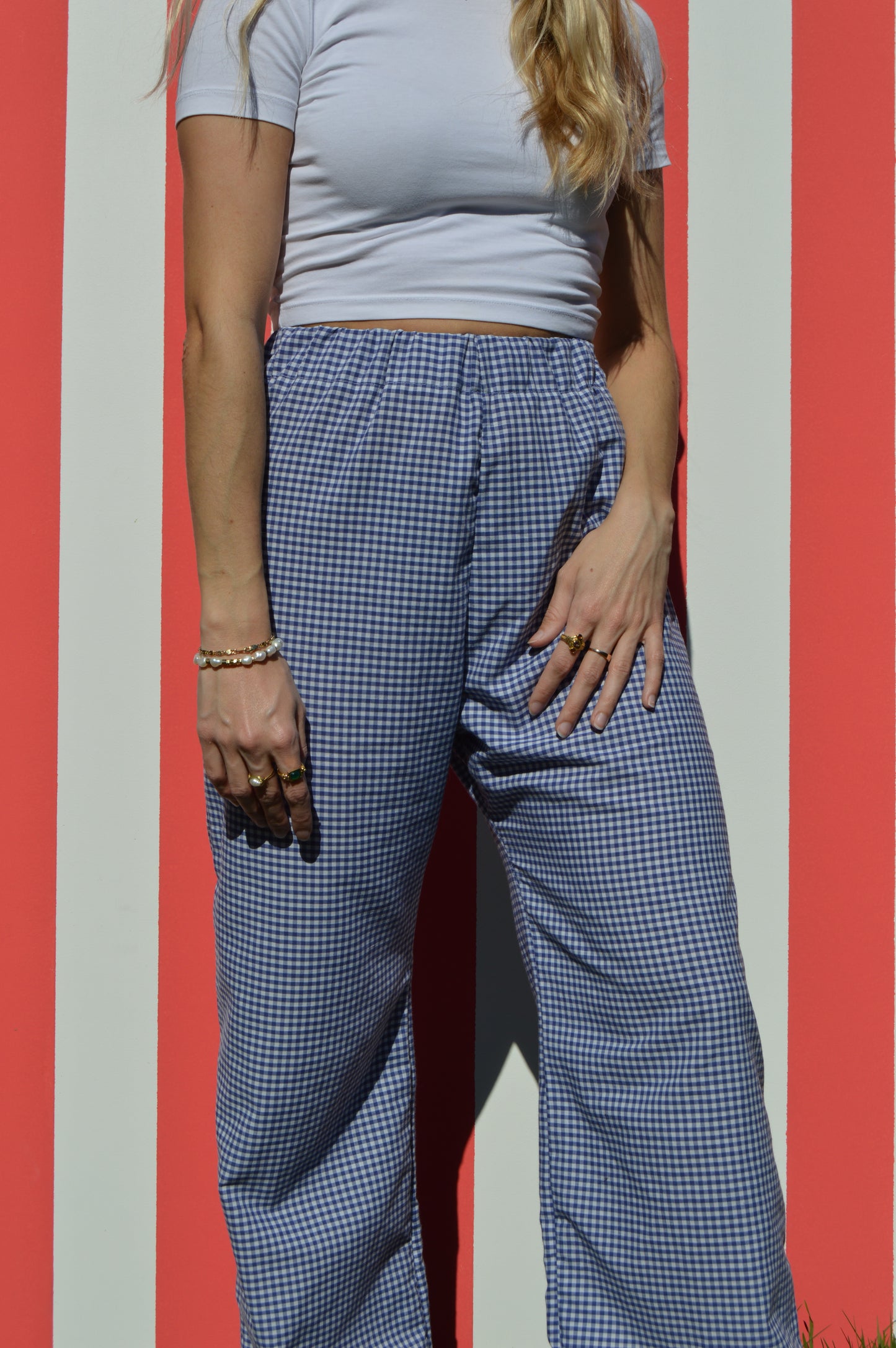 Pantalon vichy bleu XS