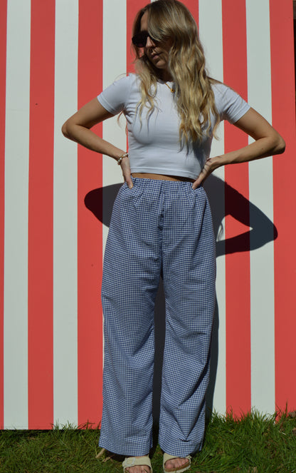 Pantalon vichy bleu XS
