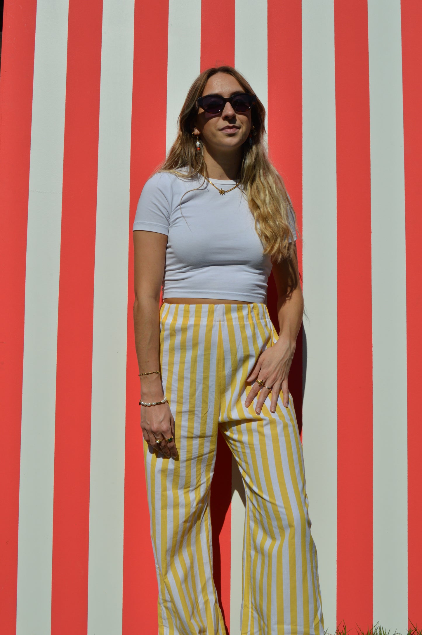 Pantalon rayé jaune XS
