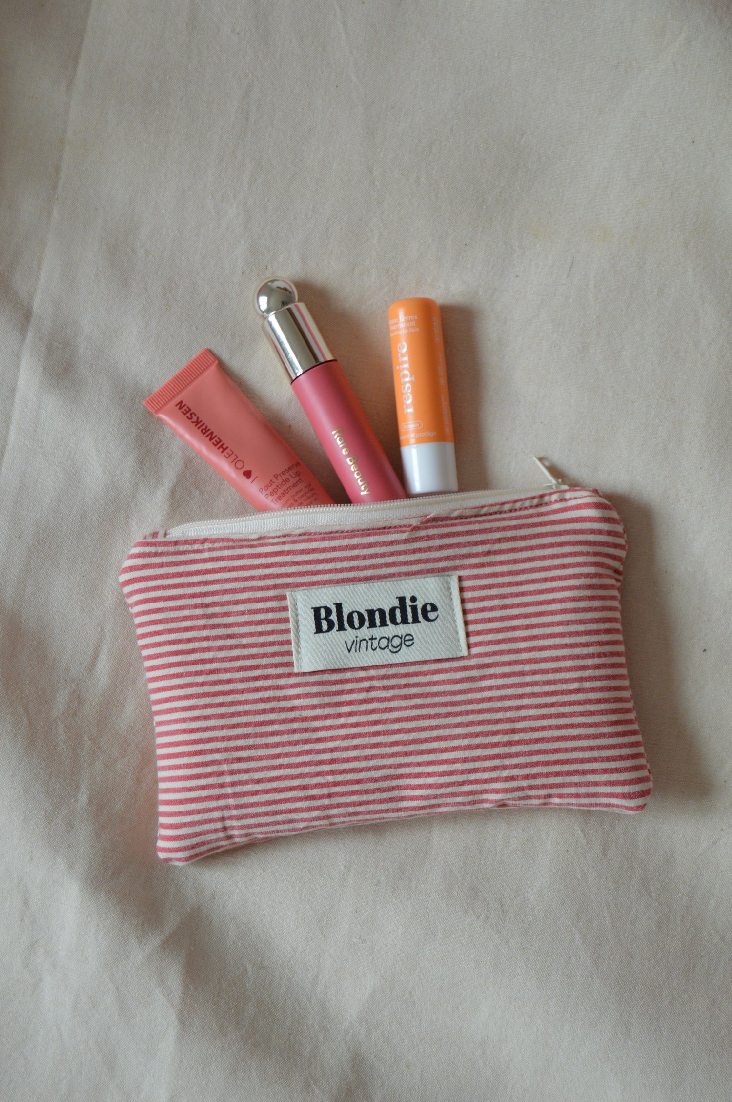 Mini Pochette rayé rouge fabriqué à partir de tissus vintage mode durable mode responsable fabriqué à la main 