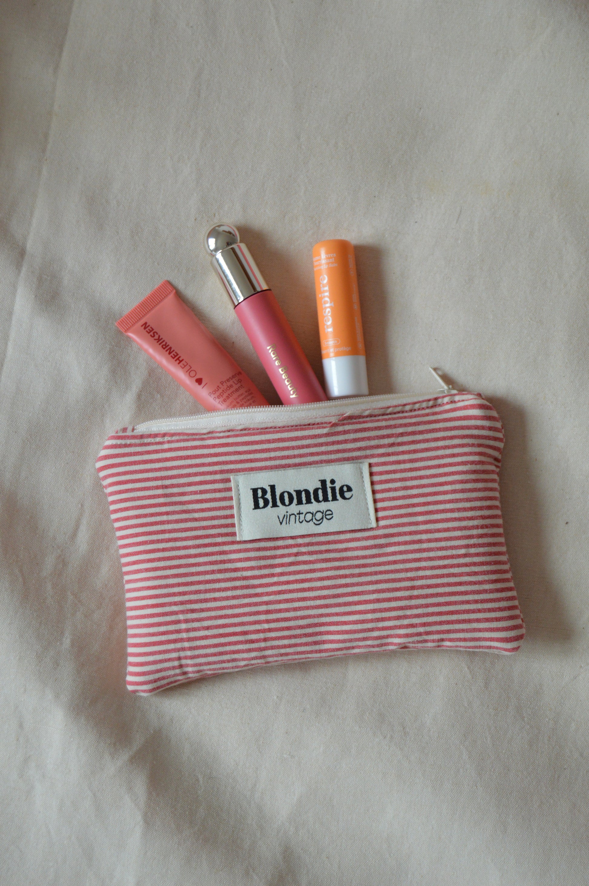 Mini Pochette rayé rouge fabriqué à partir de tissus vintage mode durable mode responsable fabriqué à la main 