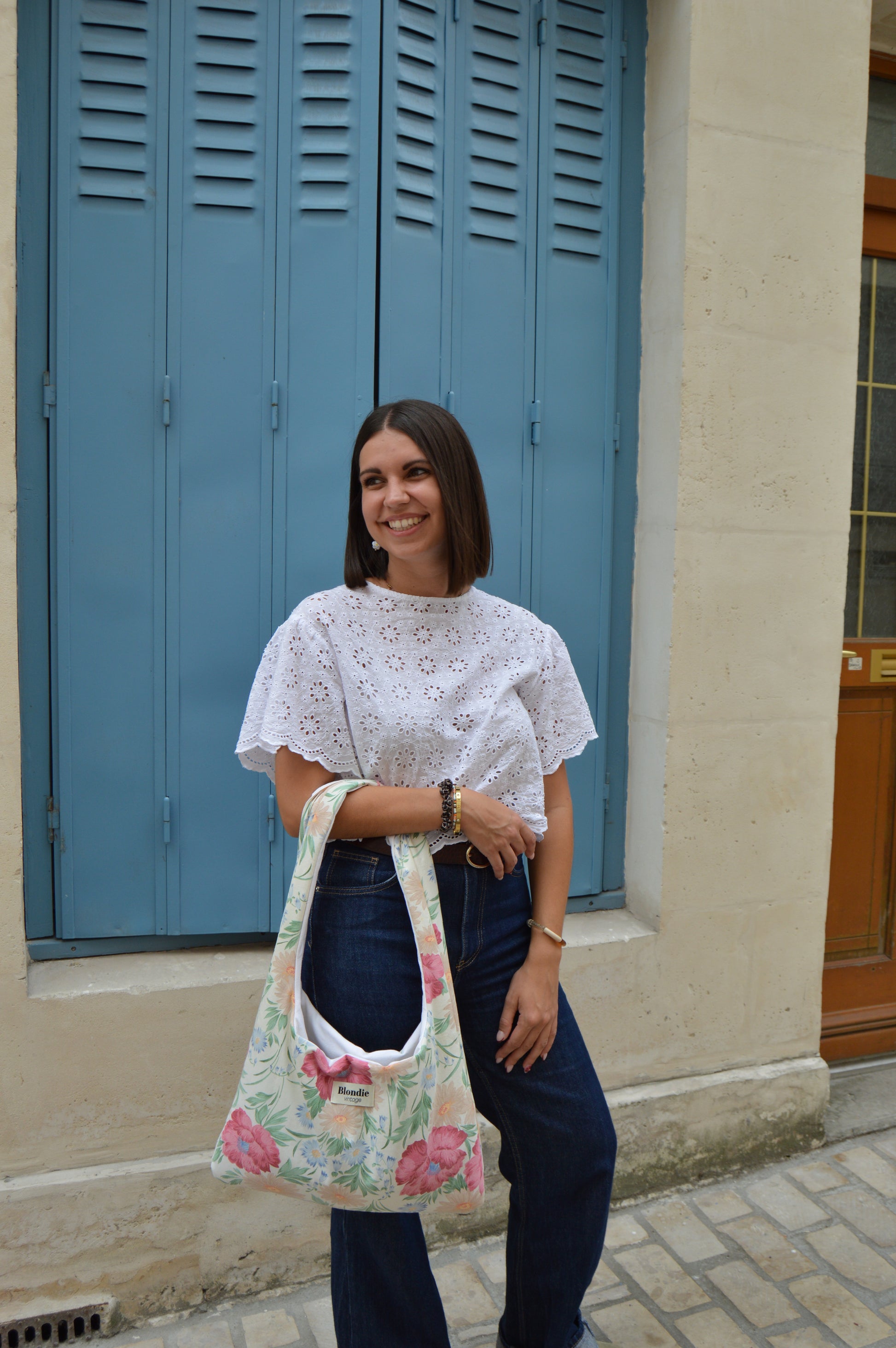 Sac boho fleuri fabriqué à partir de taie de traversin vintage mode durable mode responsable fabriqué à la main 