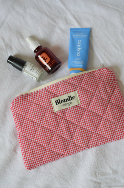 Pochette vichy rouge fabriqué à partir de tissus vintage mode durable mode responsable fabriqué à la main 