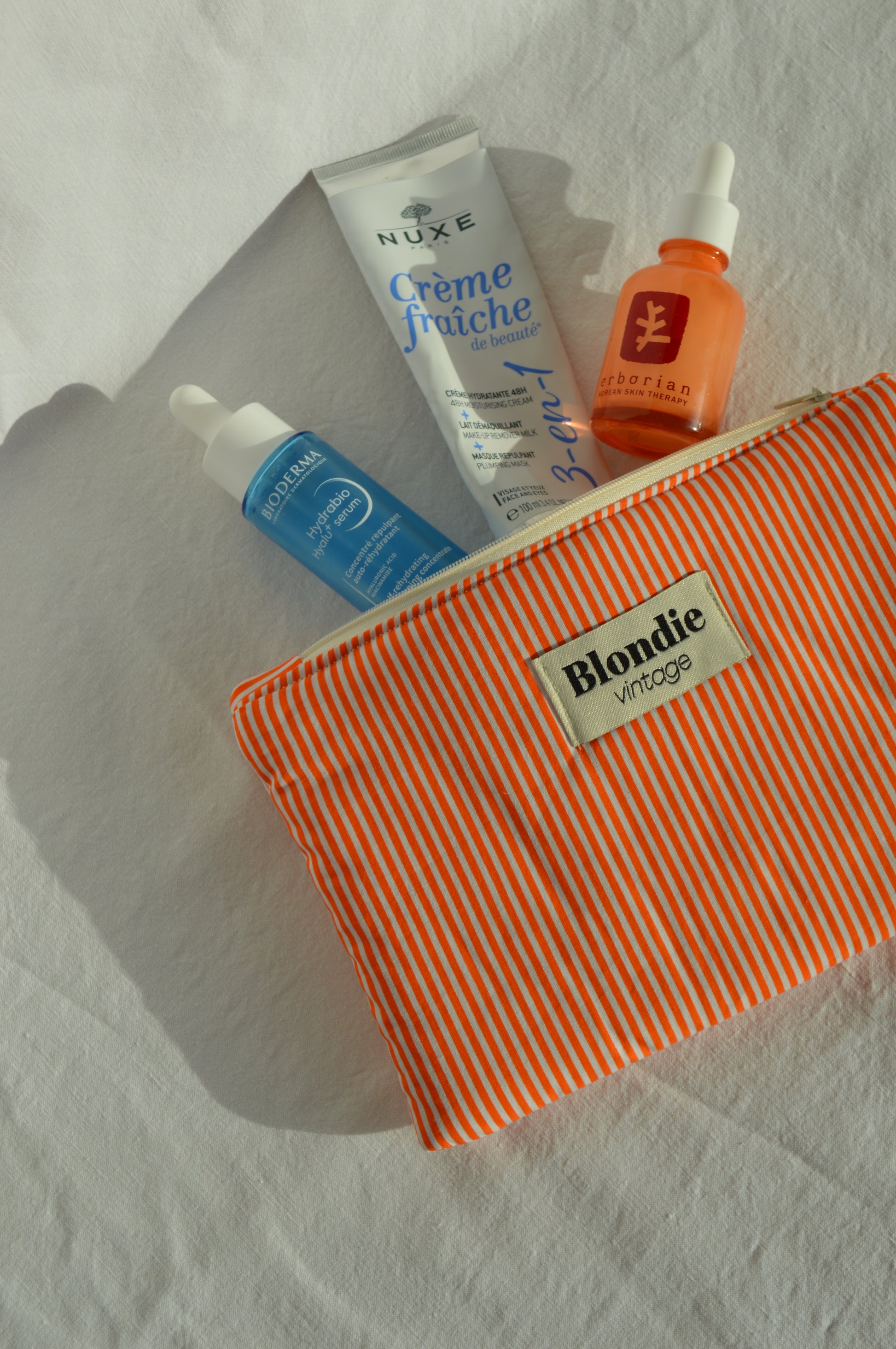 Pochette rayé orange fabriqué à partir de tissus vintage mode durable mode responsable fabriqué à la main 