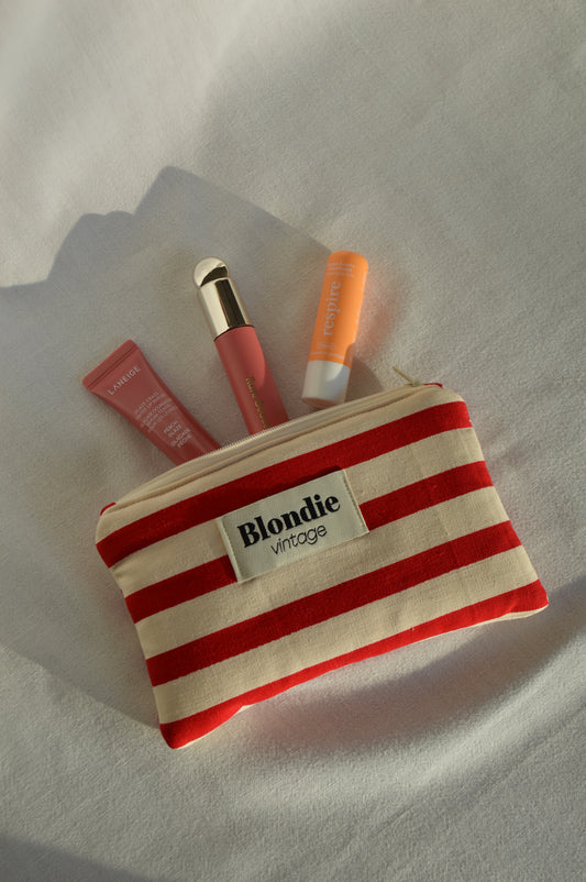 Mini Pochette rayé rouge fabriqué à partir de tissus vintage mode durable mode responsable fabriqué à la main
