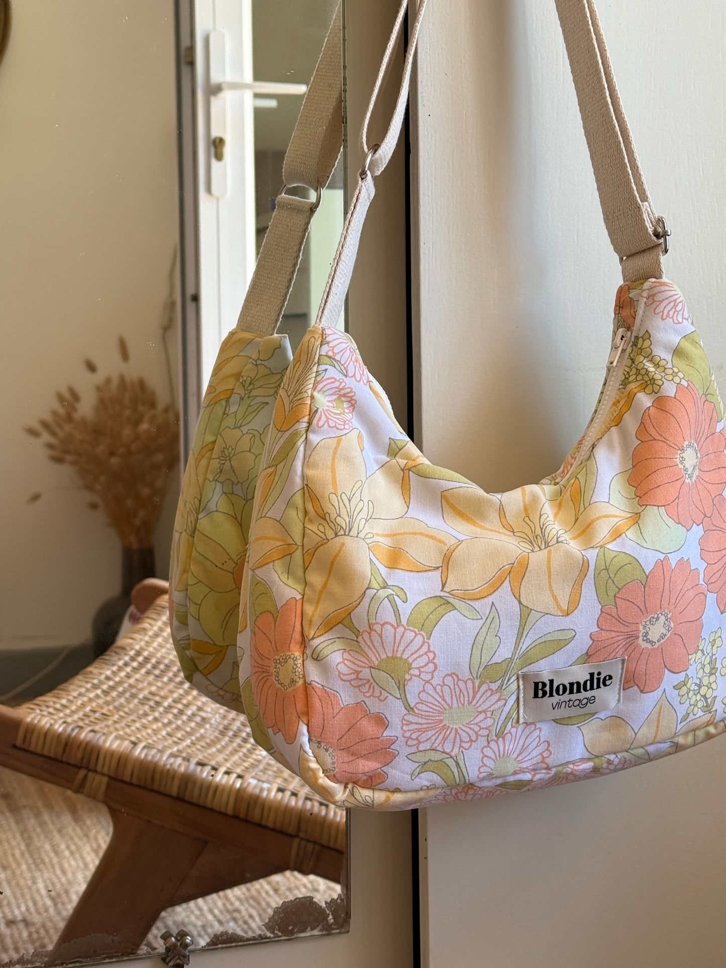 Sac crossbody fleurs vintage