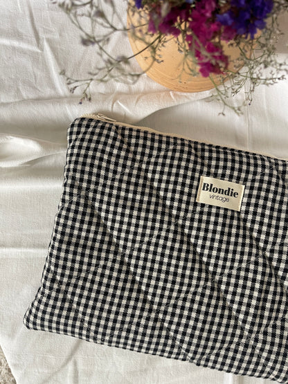 Housse d'ordinateur 13" vichy noir