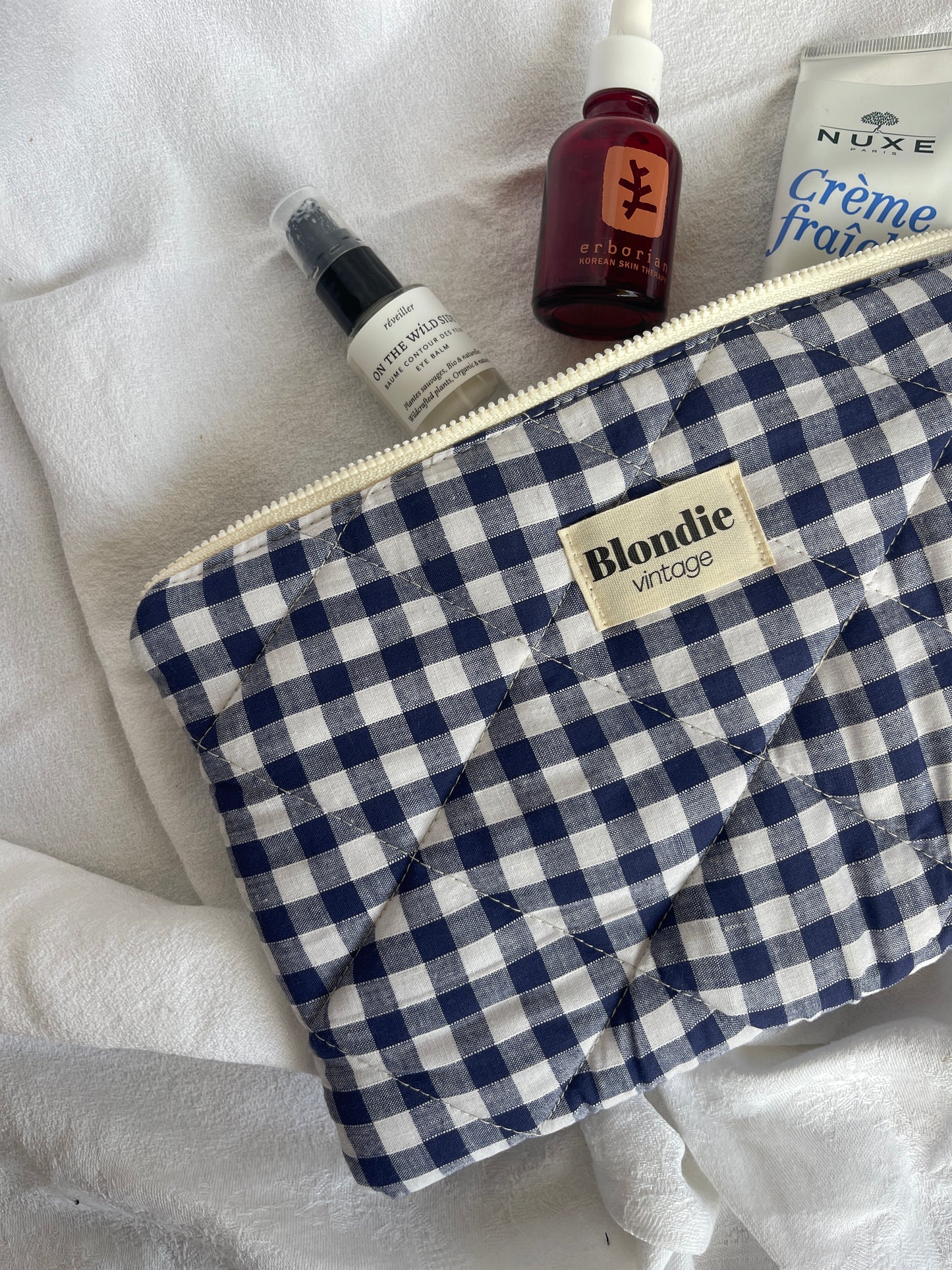 Grande pochette vichy bleu
