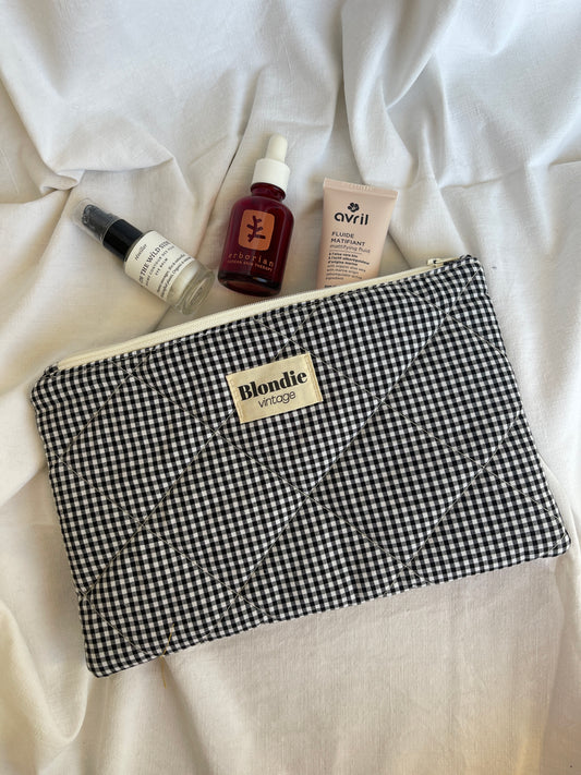 Grande pochette vichy noir