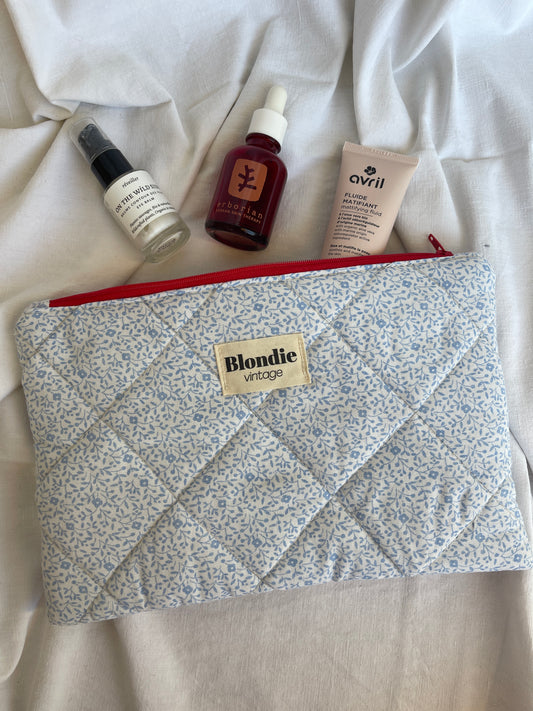 Grande pochette fleuri bleu