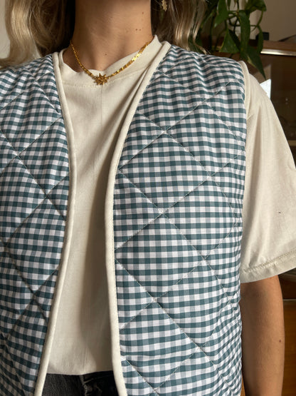 Gilet sans manches vichy vert