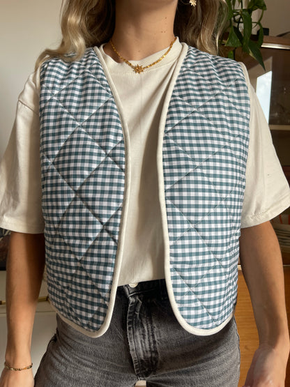 Gilet sans manches vichy vert