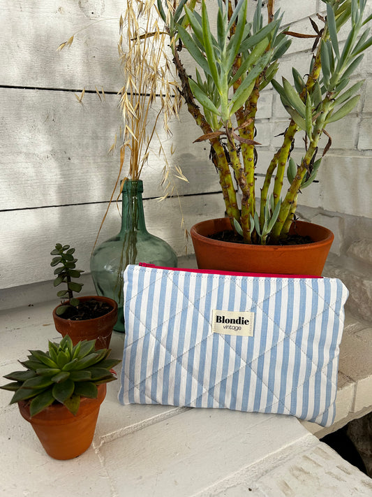 Grande pochette à rayé bleu