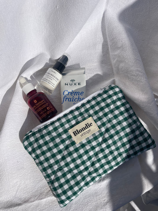 Moyenne pochette à vichy vert