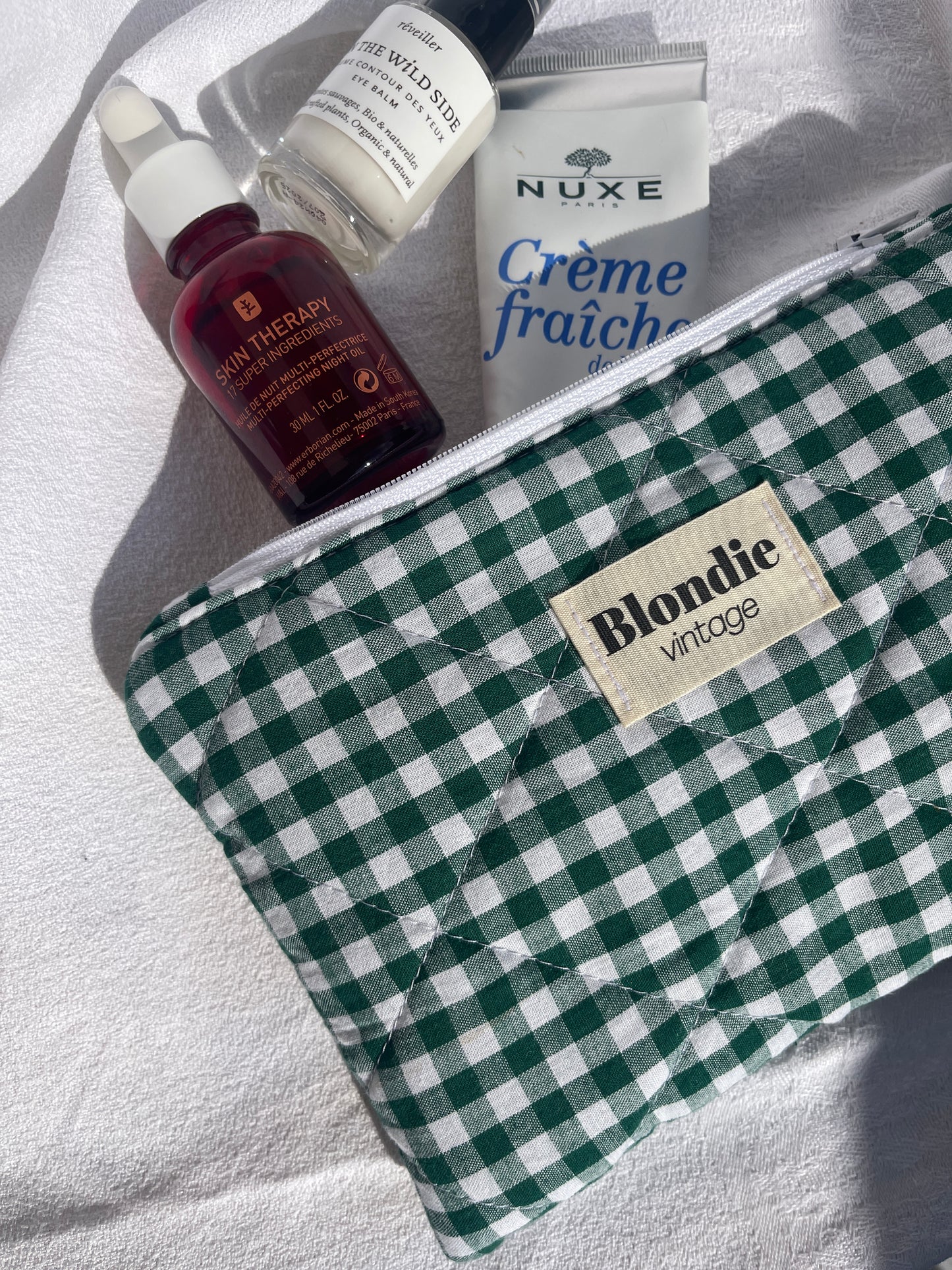 Moyenne pochette à vichy vert