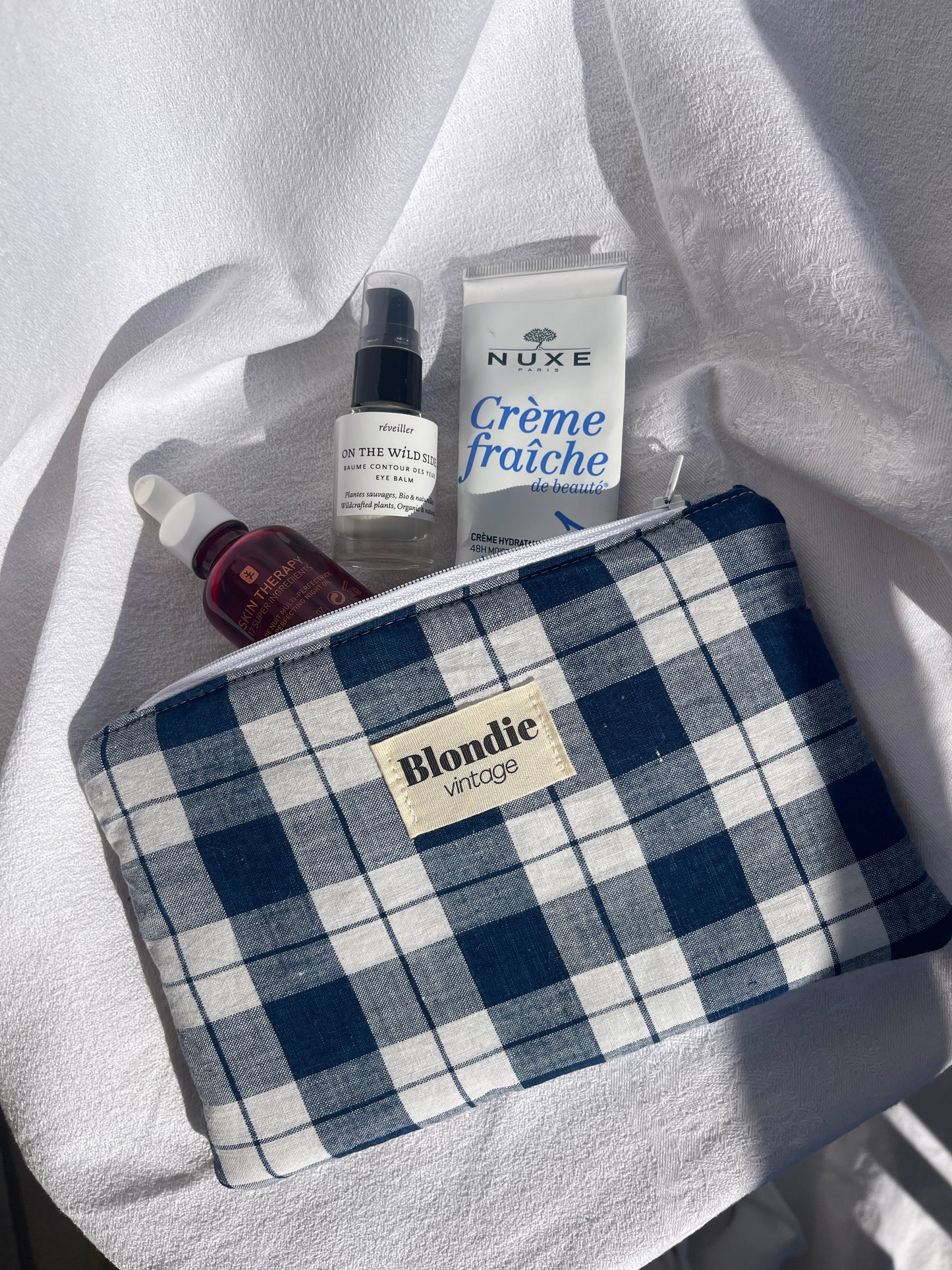 Moyenne pochette à carreaux bleu