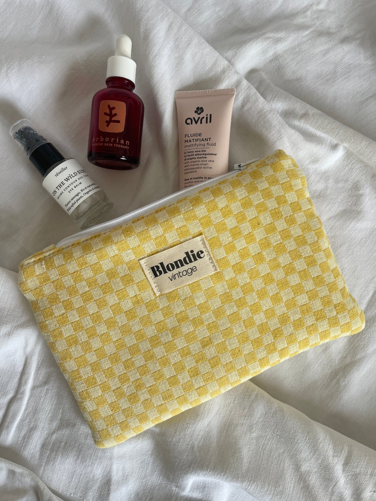 Moyenne pochette damier jaune