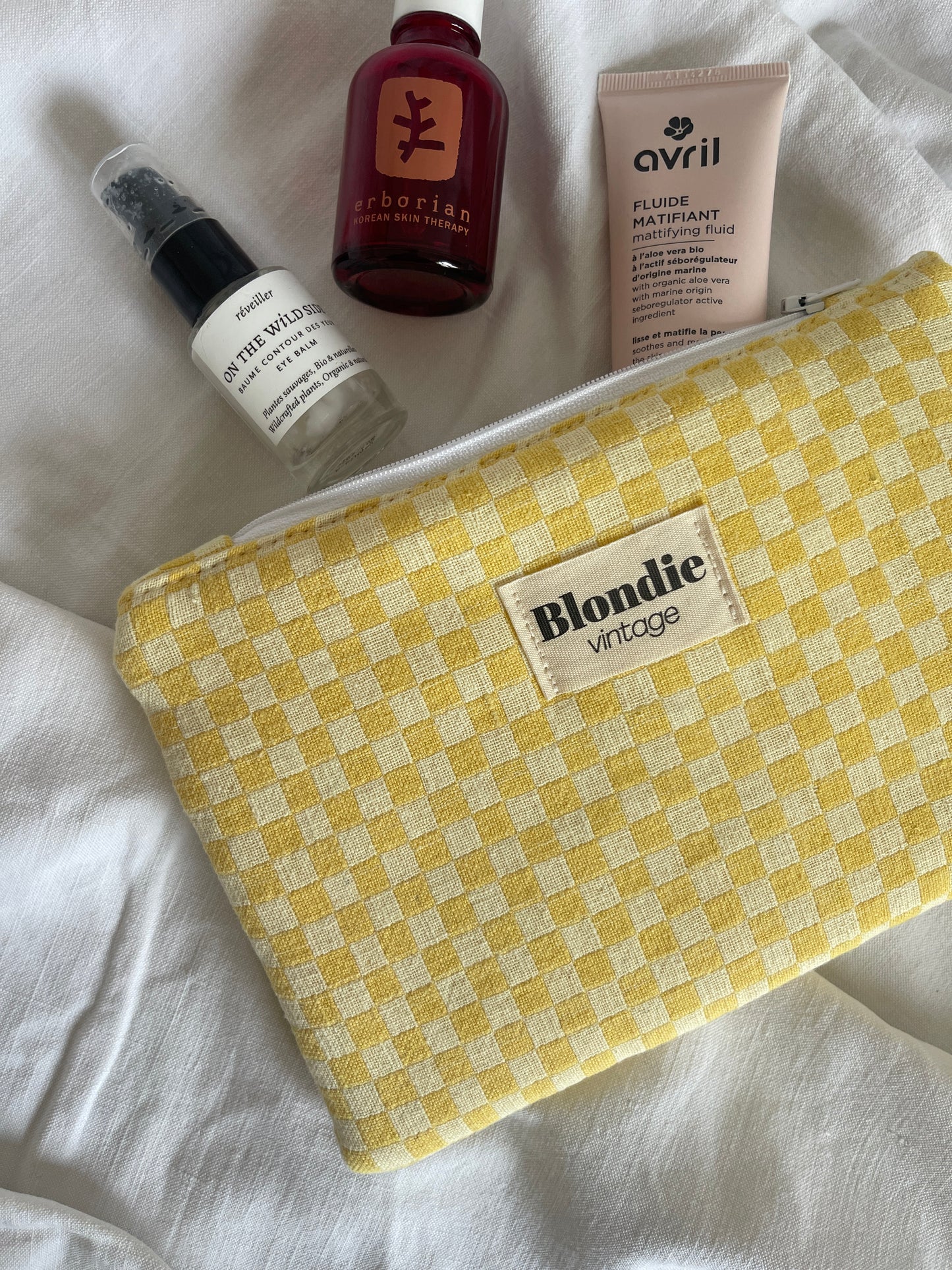 Moyenne pochette damier jaune