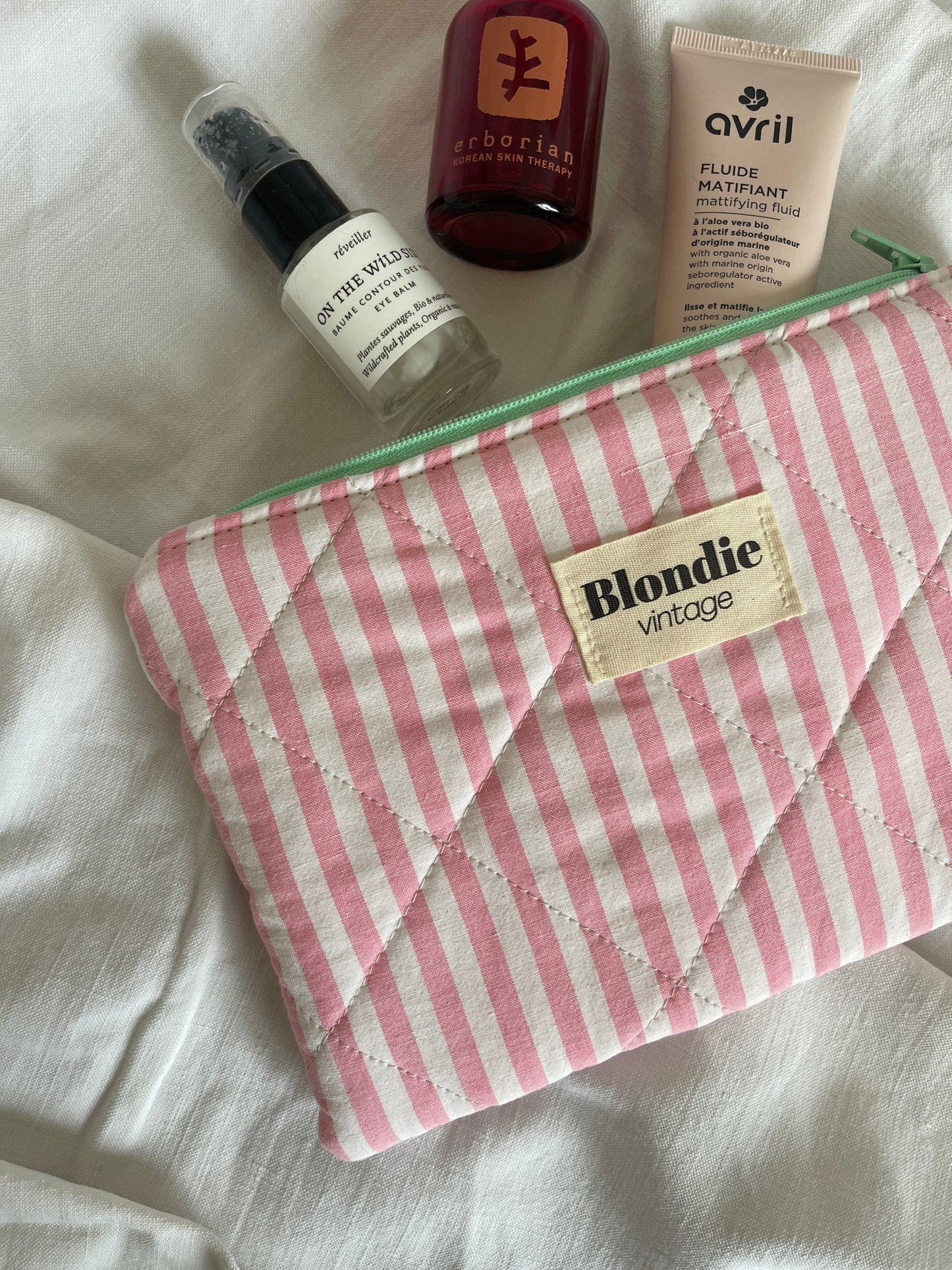 Moyenne pochette rayé rose