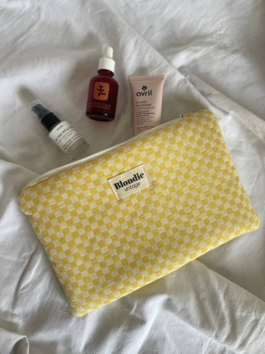 Grande pochette damier jaune